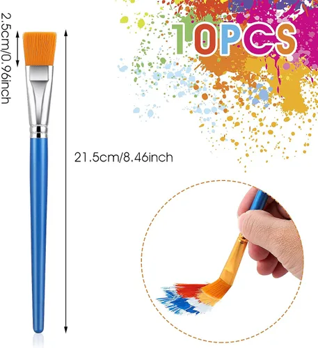 Miniatura 2 de 10 pinceles planos para pintura acrílica, pinceles de pintura artística de 1 pulgada, pincel de pintura artística para acuarela acrílica, pintura