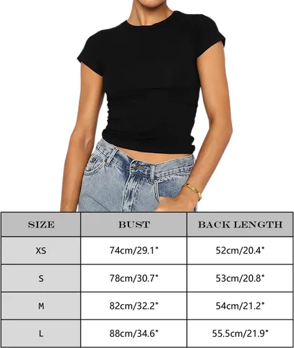 Miniatura 7 de BAIGRAM Camiseta básica de corte ajustado para mujer, de manga corta, para entrenamiento, cuello redondo