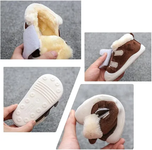 Miniatura 6 de OAISNIT Botas de nieve para bebés y niñas con suela de goma antideslizante, zapatos de invierno con pantuflas casuales de piel de felpa cálida
