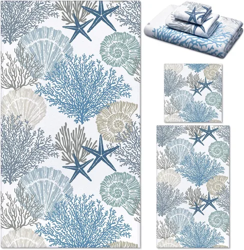 Miniatura 13 de Preboun Juego de 3 toallas de baño navideñas de gnomo, toallas de mano con árbol de Navidad, toallas de baño con copos de nieve de invierno, toallas