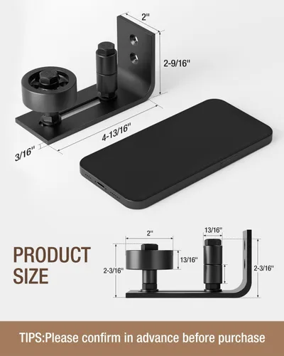 Miniatura 4 de WINSOON Guía de suelo para puerta corrediza de granero, accesorios montados en la pared para rodillos de estancia ajustables con parte inferior Negro
