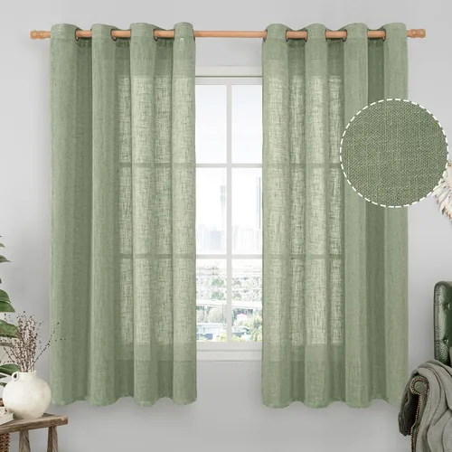 Miniatura 24 de LAMIT Cortinas de lino sintético para dormitorio, paneles filtrantes de luz, cortinas de lino con protección de privacidad con ojales para ventanas
