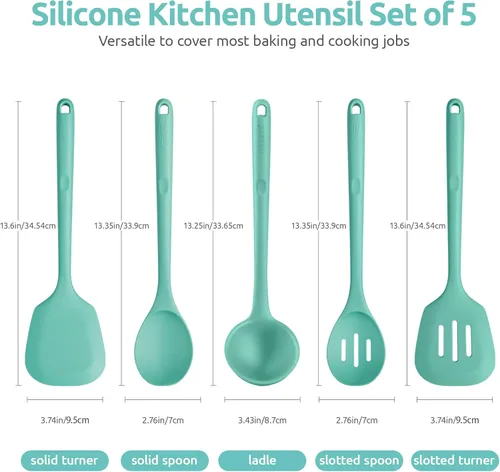 Miniatura 2 de Utensilios de cocina resistentes al calor de 600ºF: U-Taste Juego de herramientas de cocina de silicona extra largas de 13.6 pulgadas, espátula (3)