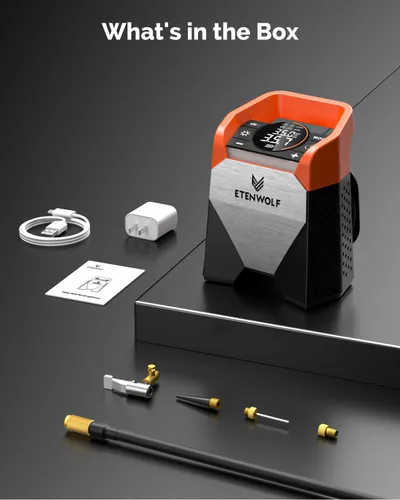 Miniatura 6 de ETENWOLF Zephyr S5 Inflador de Neumáticos de Servicio Pesado Compresor de Aire Portátil, 160PSI y 15600mAh Bomba de Aire Inalámbrica con Luz LED