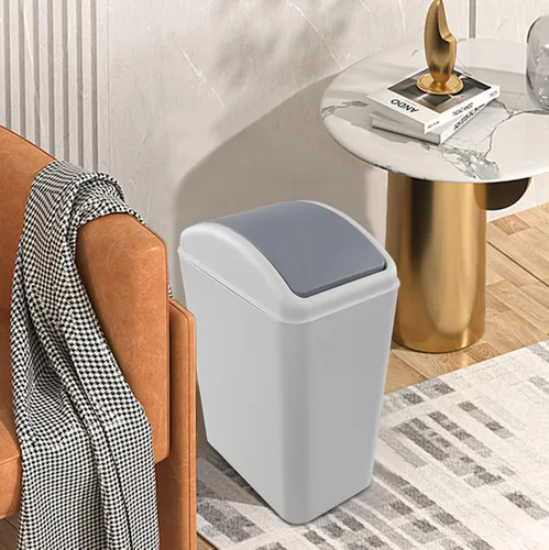 Miniatura 4 de Paquete de 3 cubos de basura de 4.5 galones con tapa abatible, cubo de basura delgado de plástico con parte superior extraíble, cubo de basura