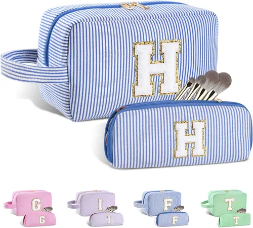 Miniatura 51 de Regalos personalizados para mujeres, bolsa de maquillaje con inicial, bolsa de maquillaje de viaje, bolsa de cosméticos, bolsa de artículos