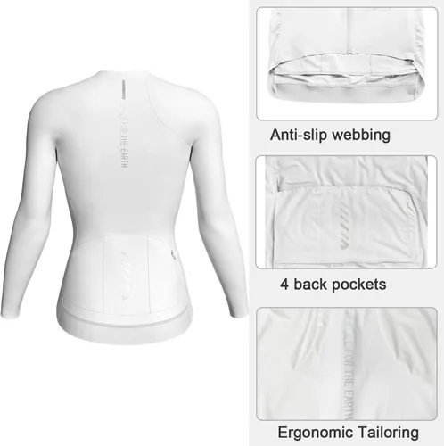 Miniatura 2 de Wulibike Camiseta de ciclismo para mujer, manga larga, camisetas de ciclismo para mujer, camisetas de ciclismo transpirables con 4 bolsillos
