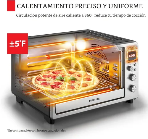 Miniatura 4 de TOSHIBA ChefFry - Combo de horno tostador y freidora de aire, gran capacidad de 26.4 cuartos de galón, horno tostador de encimera 12 en 1, acero