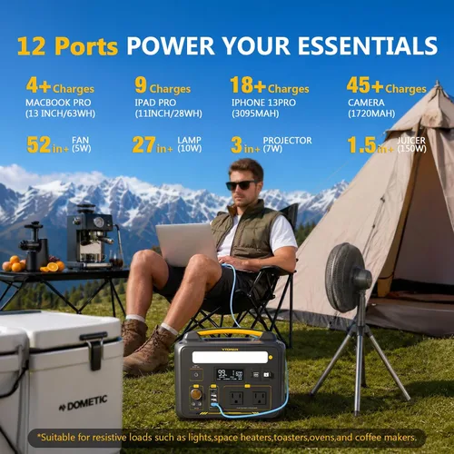 Miniatura 6 de VTOMAN Jump 600X Estación de Energía Portátil 600W, Generador Solar 299Wh Estación de Energía con Batería LiFePO4 con Arranque Rápido
