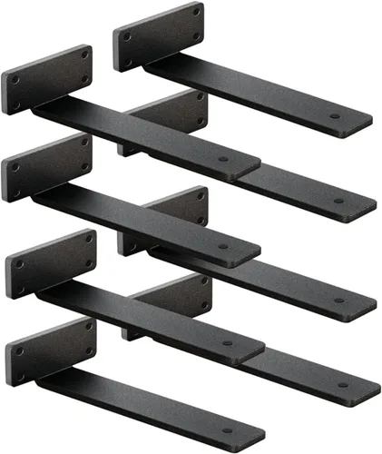 Miniatura 16 de Paquete de 4 soportes de estante flotantes de 8 pulgadas, soporte de estante oculto de 1/5 pulgadas de grosor, soportes de metal de hierro