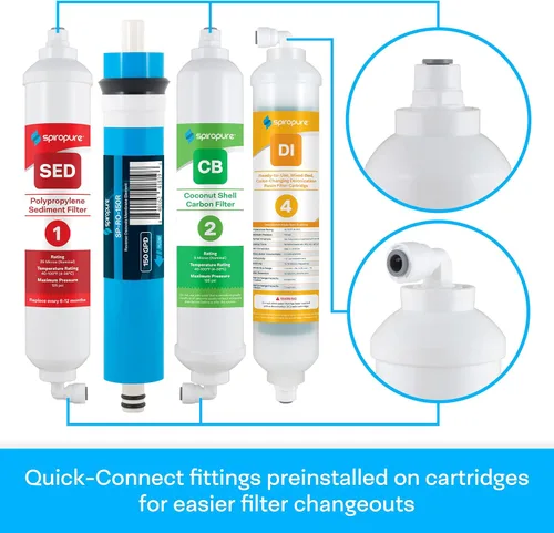 Miniatura 4 de SpiroPure SP-RO400AQD 150 GPD RO DI Sistema de filtro de agua para acuarios, arrecifes; Sistema de ósmosis inversa de encimera RO de apartamento