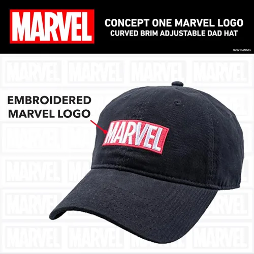 Miniatura 4 de Concept One Marvel Logo - Gorro ajustable de algodón para papá, negro, talla única, Negro