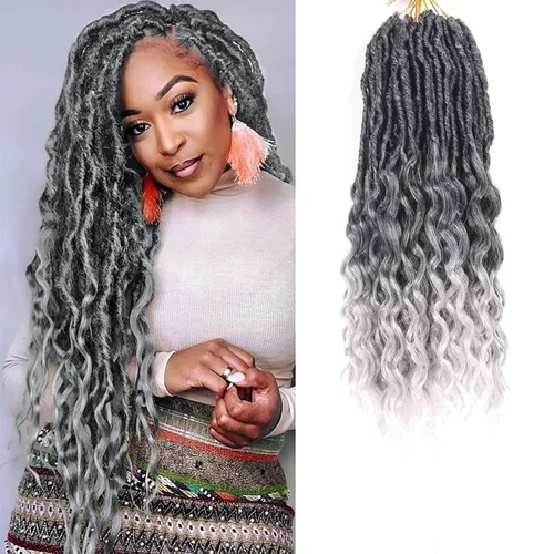 Miniatura 14 de Cabello de ganchillo para mujeres negras Goddess Locs de 14 pulgadas 8 paquetes 613 Locs falsos suaves preenganchados trenzas de ganchillo cabello