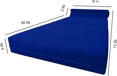 Miniatura 5 de D & D Futon Furniture Chair cama plegable de espuma, sofá de estudio, colchón de espuma doblado (6 x 36 x 70 pulgadas, azul real)
