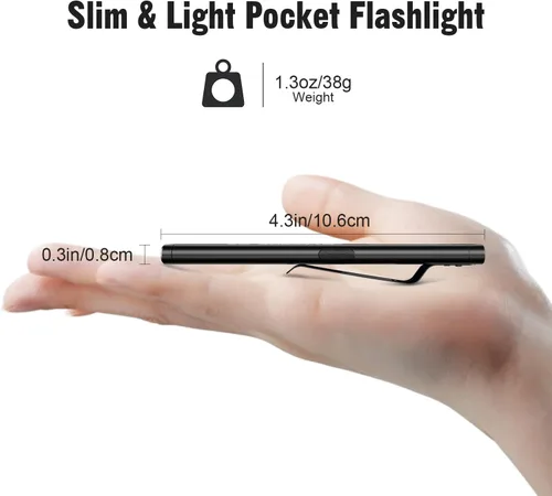 Miniatura 2 de Paquete de 2 Linternas de Bolsillo EDC con Clip y Base Magnética - 675 Lúmenes USB-C Recargable Delgada Plana IPX4 Impermeable Modos Duales Linterna