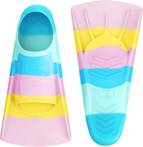 Miniatura 39 de Gintenco Aletas de Natación, Aletas de Entrenamiento de Natación para Niños para Natación de Vueltas, Aletas de Tamaño de Viaje con Bolsa de Malla