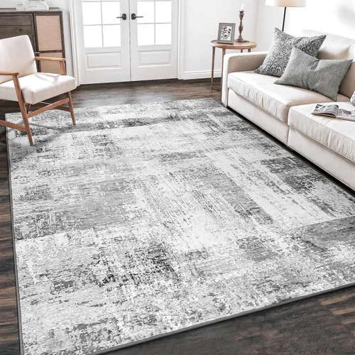 Miniatura 65 de Rugflix Alfombras de área de 8 x 10 pies para sala de estar, alfombra grande lavable, resistente a las manchas, pelo bajo, alfombra oscura moderna