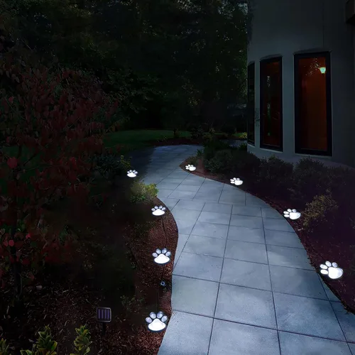 Miniatura 4 de Luces solares con estampado de patas de 16.8 pies, tira de luces solares para perros y gatos (juego de 8) para exteriores, impermeable, decoración
