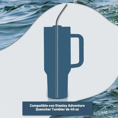 Miniatura 8 de para Stanley Quencher Vaso de 40 onzas 6x Pajillas de Acero Inoxidable Metálico, Pajillas de Reemplazo Extra Largas/Altas de 12 Pulgadas para Taza