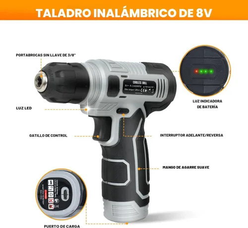 Miniatura 3 de SOARFLY Upgradd Juego de Herramientas de 180 Piezas - Caja de Herramientas con Taladro Inalámbrico de 8V, Juego de Taladro Manual para Hombres