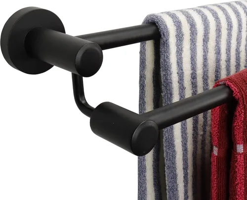 TocTen Barra Doble para Toallas de Baño – Toallero reforzado de acero inoxidable SUS304 para baño, accesorios de baño, barra doble para toallas de