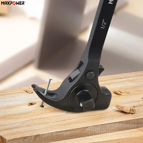 Miniatura 5 de MAXPOWER Llave de carraca de andamaje de 1/2" y 3/8" con trinquete, llave podger con martillo de garra, palanca, barra de palanca y funciones