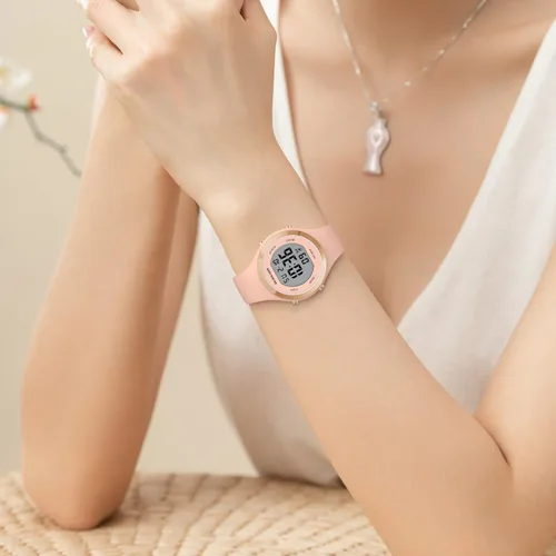 Miniatura 8 de GOLDEN HOUR Reloj de pulsera de silicona con cronógrafo digital impermeable para mujer