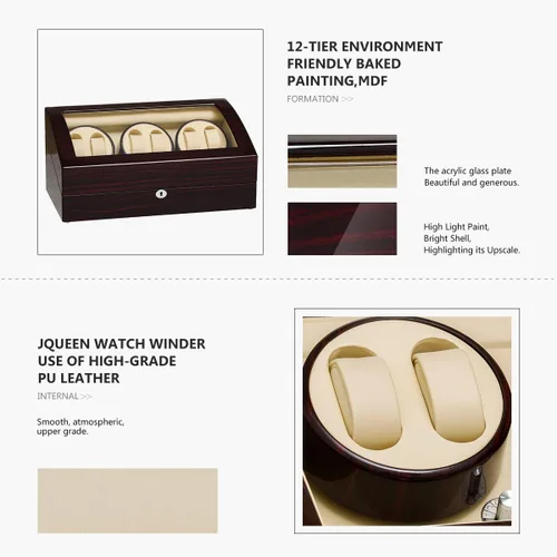 Miniatura 6 de JQUEEN Seis bobinadores automáticos de reloj con 7 espacios de almacenamiento adicionales, motores silenciosos Mabuchi