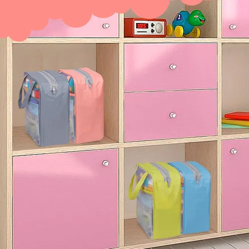 Miniatura 7 de Paquete de 4 bolsas de almacenamiento de malla extra grandes con cremallera para juguetes (11.8 x 9.8 x 5.2 pulgadas), organizador de almacenamiento