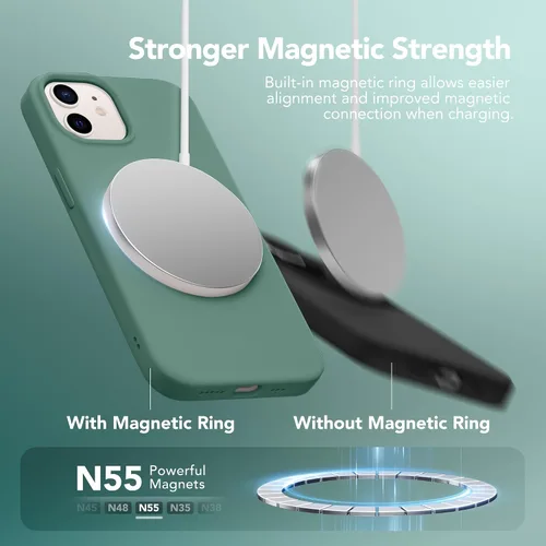 Miniatura 3 de GONEZ Funda de silicona magnética para iPhone 12 y iPhone 12 Pro, compatible con MagSafe, 1 protector de cámara + protector de pantalla; forro