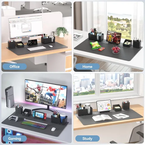 Miniatura 8 de KDD Juego de almohadilla de escritorio y organizador magnético, alfombrilla grande 5 en 1 para mouse con soporte para teléfono, soporte para tazas