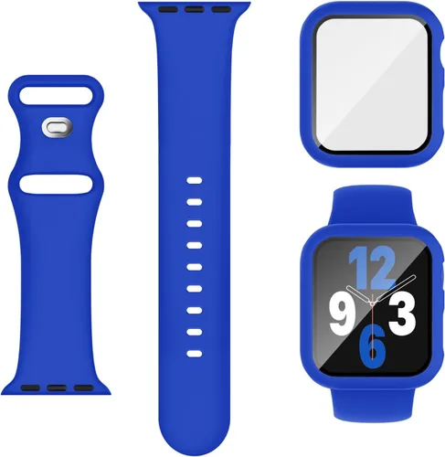 Miniatura 25 de Adorique 3-en-1 compatible con Apple Watch Band de 40 mm, 41 mm, 42 mm, 44 mm, 45 mm, 46 mm, correa deportiva de silicona suave para iWatch Series