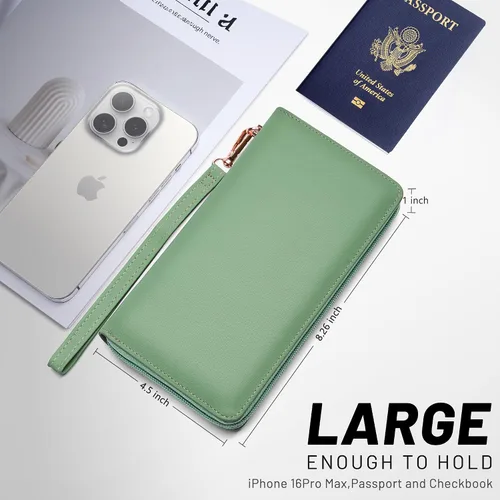 Miniatura 89 de Chelmon - Monedero para mujer de cuero genuino con bloqueo de señal RFID, para tarjetas de crédito
