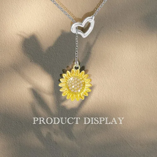 Miniatura 4 de Collar de girasol, joyería de plata de ley 925 - You Are My Sunshine Colgante Collares Joyería Moda Y Colgante Regalos para Mujeres Esposa, Metal