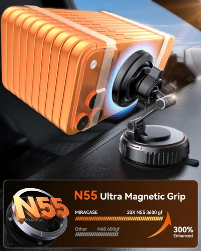 Miniatura 3 de Miracase Soporte de coche MagSafe [imán fuerte de 3600 gf y base de succión de 89 + libras] Soportes magnéticos de teléfono al vacío para tu