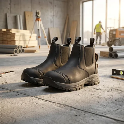 Miniatura 2 de Botas de trabajo Chelsea con punta de acero para hombre, botas de seguridad certificadas ASTM F2413-18, botas de construcción de cuero impermeables