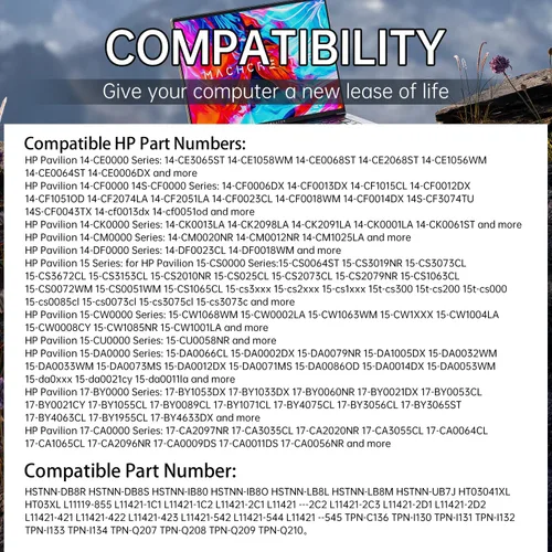Miniatura 6 de HT03XL HT03 Batería para HP Pavilion 14-CE0001LA Pavilion 14-CE0014TU Pavilion 14-CE0010CA HSTNN-LB8L L11421-421