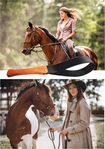Miniatura 9 de Cultivo de cuero sintético para caballos ecuestre con mango de madera antideslizante