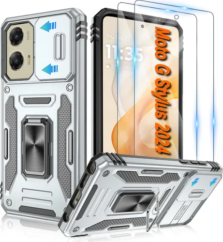 Miniatura 58 de Atump Funda para Motorola Moto G Play 2024 (4G) con [paquete de 2] protector de pantalla HD y cubierta para cámara deslizante, soporte de anillo