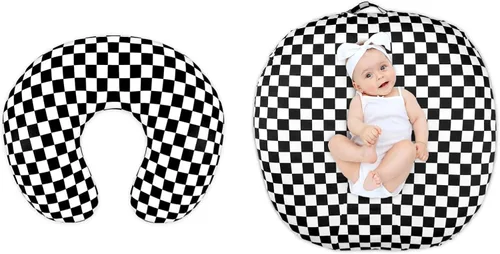 DILIMI Funda de almohada de lactancia y funda para tumbona de recién nacido, funda suave y cómoda para bebés, niñas y niños, cuadros negros, tumbona