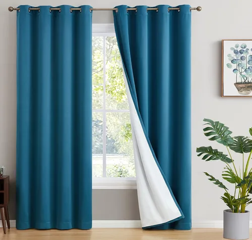 Miniatura 11 de HLC.ME - Cortinas con forro que no deja pasar la luz con doble capa gruesa, cortina con ojales con aislamiento térmico y ahorro de energía para Gris