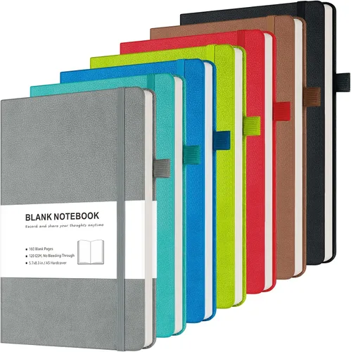 Miniatura 7 de Cuaderno de diario punteado, paquete de 7 de cuero con cuadrícula de puntos para mujeres y hombres, cuadernos a granel para estudiantes, oficina