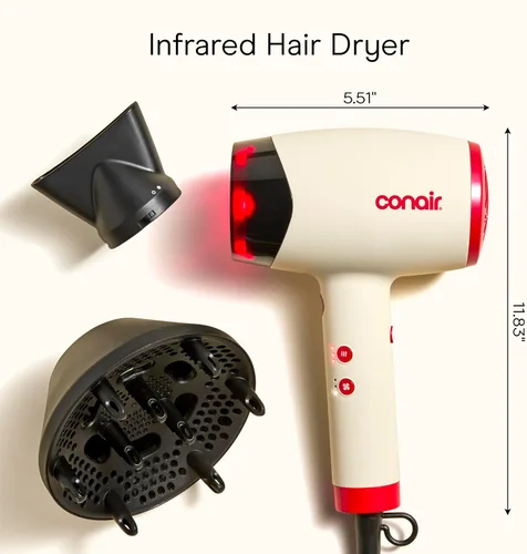 Miniatura 9 de Conair InfinitiPRO - Secador de pelo infrarrojo con doble acondicionador iónico, incluye difusor y concentrador, secador de secado rápido