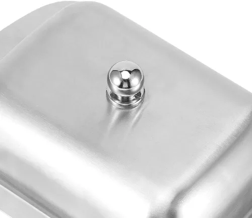 Miniatura 8 de Alvinlite Mantequillera de acero inoxidable, bandeja de mantequilla de doble cubierta, contenedor de pan de queso con tapa, accesorios para encimera