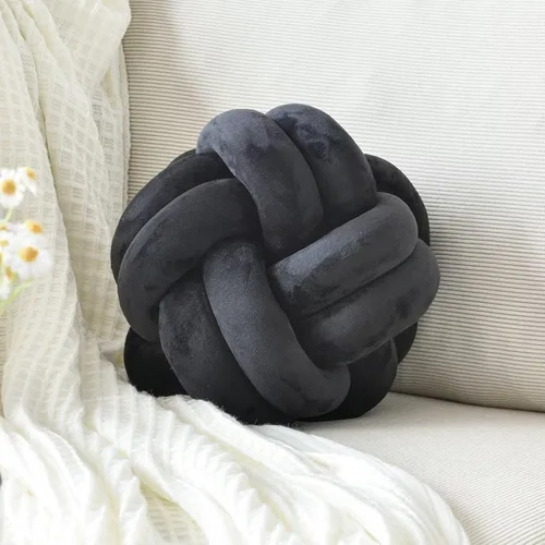 Miniatura 11 de Almohada de nudo de bola, cojín decorativo redondo para arrojar, almohada de felpa suave beige anudada de 8 pulgadas, cojín decorativo de nudo
