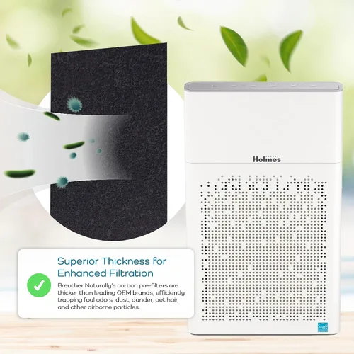 Miniatura 8 de Breathe Naturally - Filtro de carbono HEPA Hapf600 para purificadores de aire Holmes - Filtros de filtro de aire de carbono de alta eficiencia
