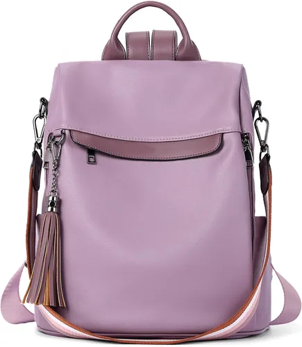 Miniatura 14 de Bromen - Mochila tipo bolso de mano de piel antirrobo para mujer a la moda, Beige floral, L