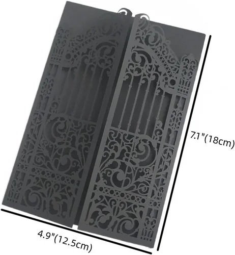 Miniatura 2 de MillaSaw Black Gate - Tarjeta de invitación cortada con láser para boda, compromiso, sirena, fiesta de cumpleaños, 25