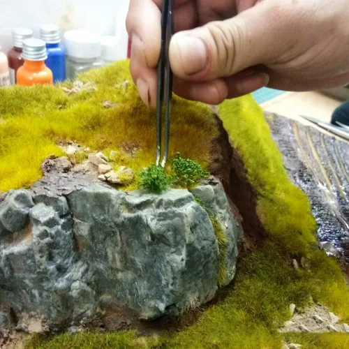 Miniatura 6 de 28 Piezas Arbustos Tupidos Verdes Arbustos de Tierras Bajas Kit de Modelo de Terreno Tufado Escena Estática Modelo en Miniatura DIY para Paisaje