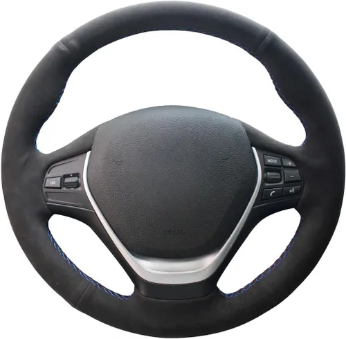 Miniatura 12 de MEWANT Envoltura de volante de ante negro cosida a mano para BMW 2Series F22 F23 F30 F34 F32 F33 F36 Cubierta de volante DIY
